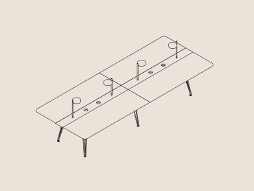 Channel collaborative work table with task lights