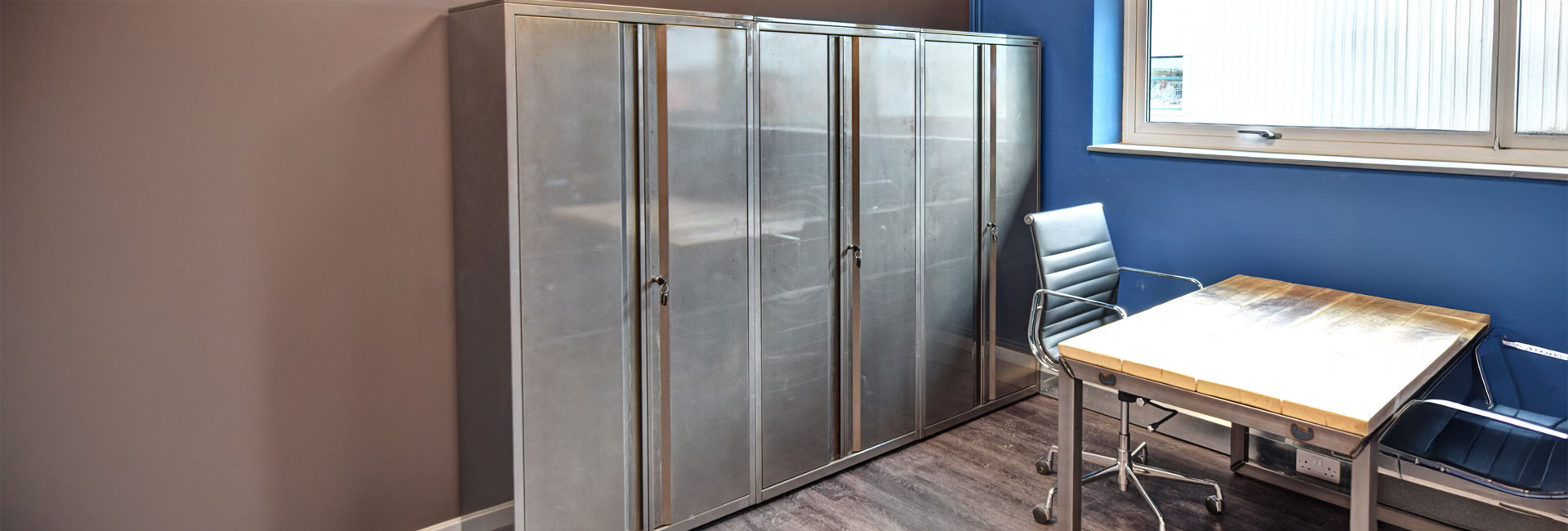 Industrial office storage cabinet installation
