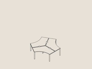 Pico social 3 person boomerang desk