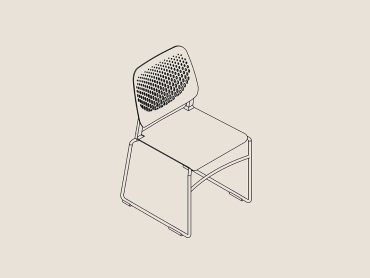 One-Shot stacking chair with skid base