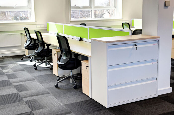 Office desks with desk screens