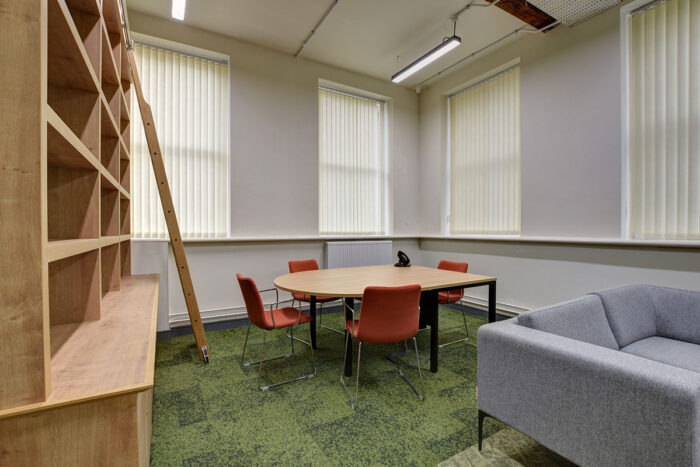 Breakout area with modular low back sofa