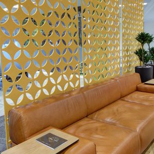 Leather office sofa installation