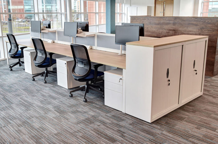 Office desks and tambour storage