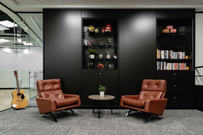 Vintage style leather armchairs for offices