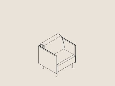 Cote low office armchair with metal legs