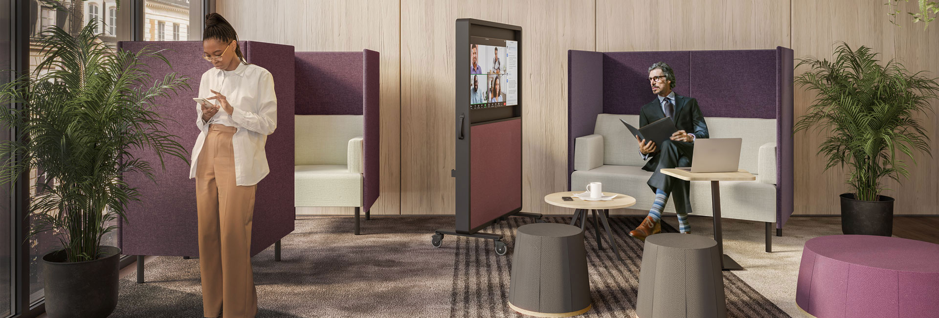 Flexiform office media unit on wheels