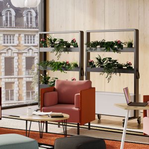 Hoop office planters on wheels