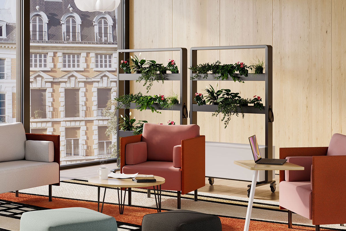 Hoop office planters on wheels