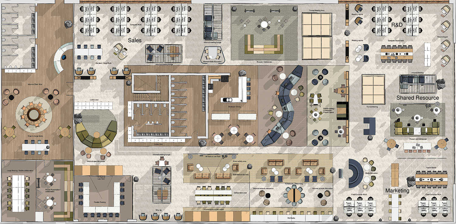 UK office designers - smart working office design and space planning by Flexiform.