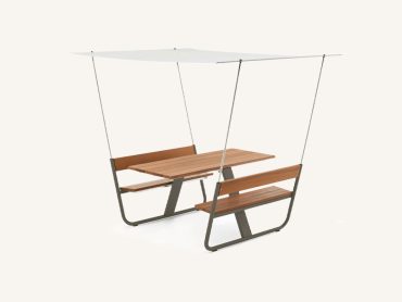 Manille outdoor bench table with canopy