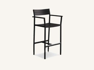 Metal outdoor bar stool with back support and arms