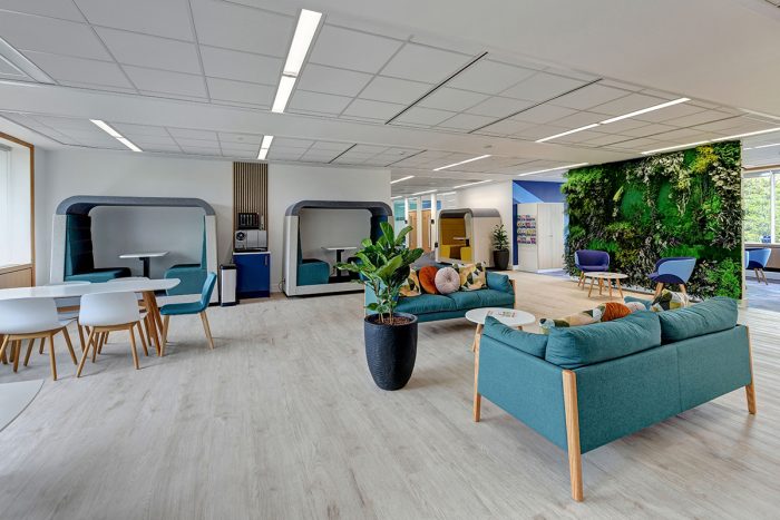 office reception and meeting area with office sofas