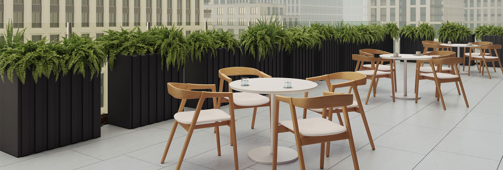 Commercial outdoor trough planters